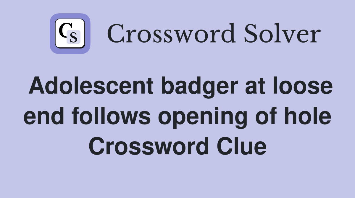Adolescent badger at loose end follows opening of hole Crossword Clue