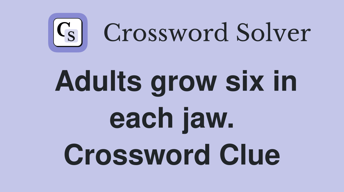 Adults grow six in each jaw. Crossword Clue