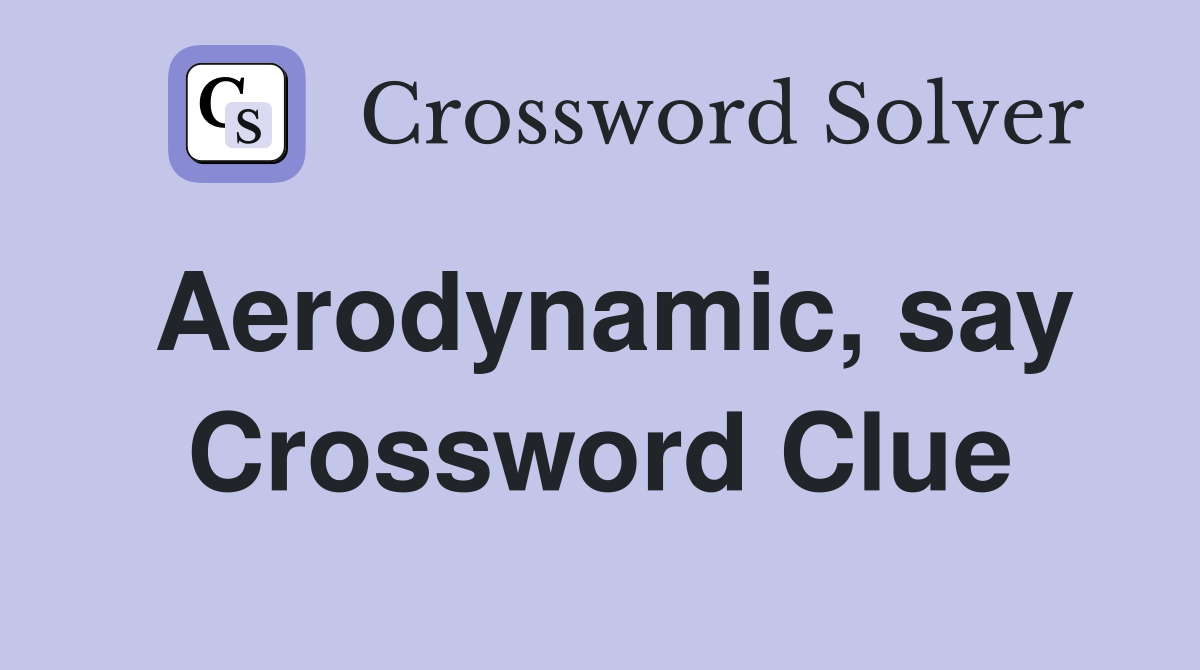 Aerodynamic, say Crossword Clue