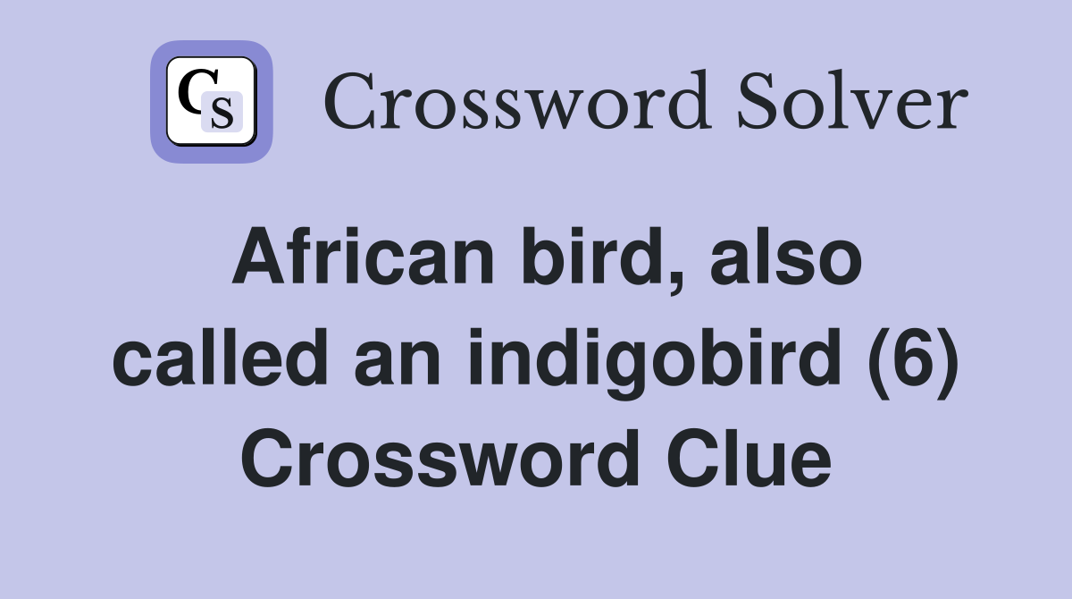 African bird, also called an indigobird (6) Crossword Clue