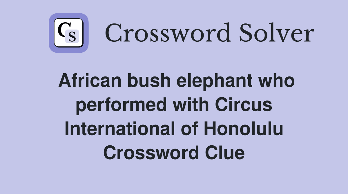 African bush elephant who performed with Circus International of Honolulu Crossword Clue