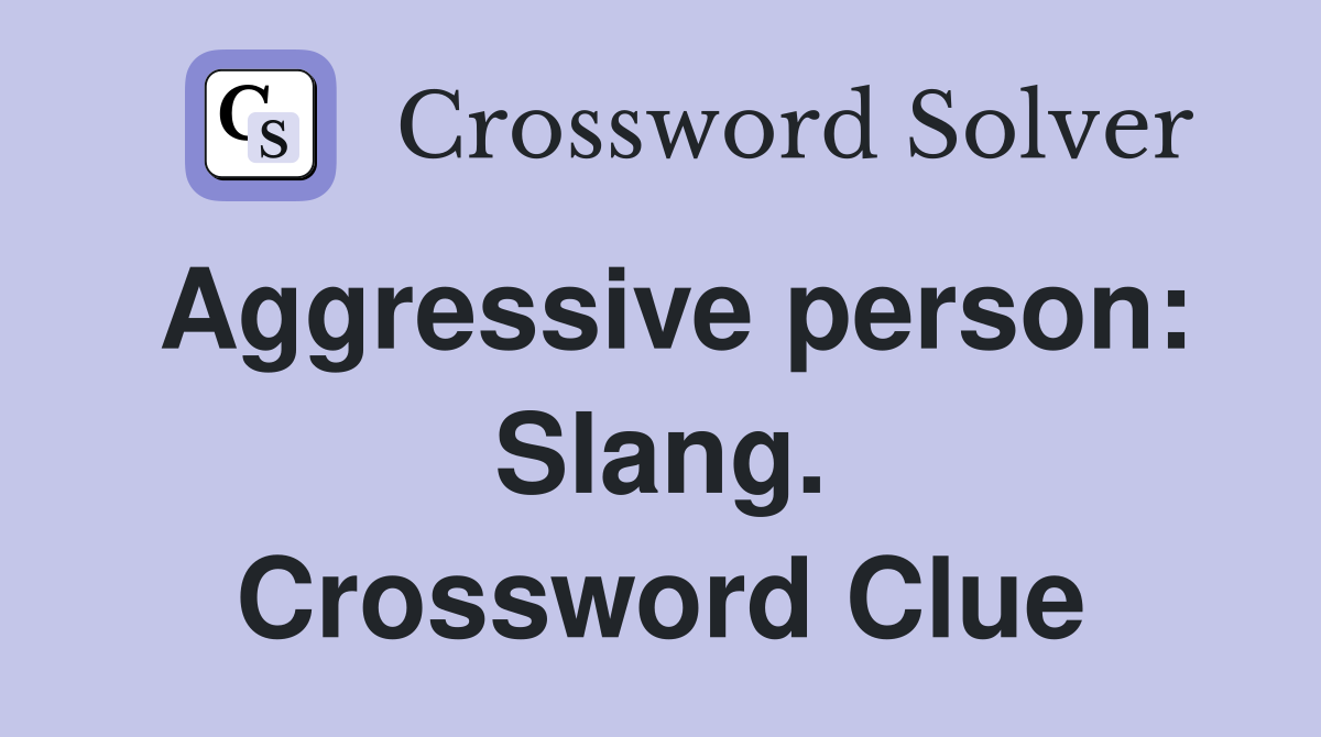 Aggressive person: Slang. Crossword Clue