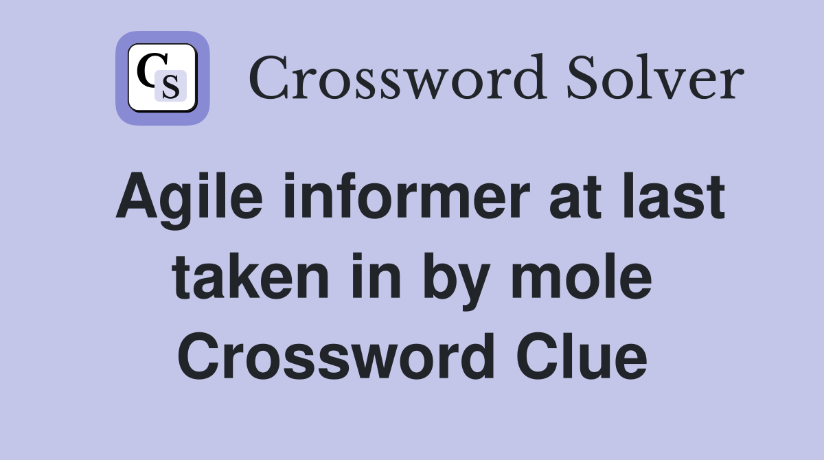 Agile informer at last taken in by mole Crossword Clue