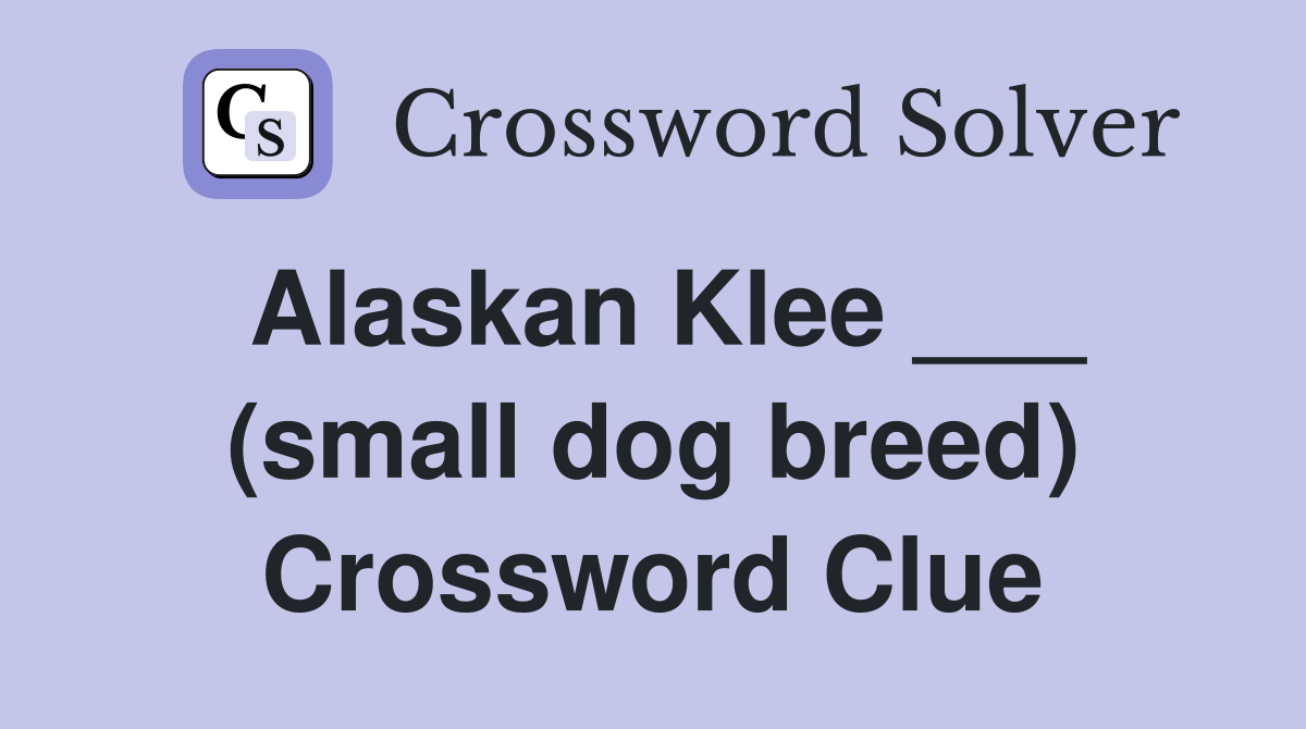 Alaskan Klee ___ (small dog breed) Crossword Clue