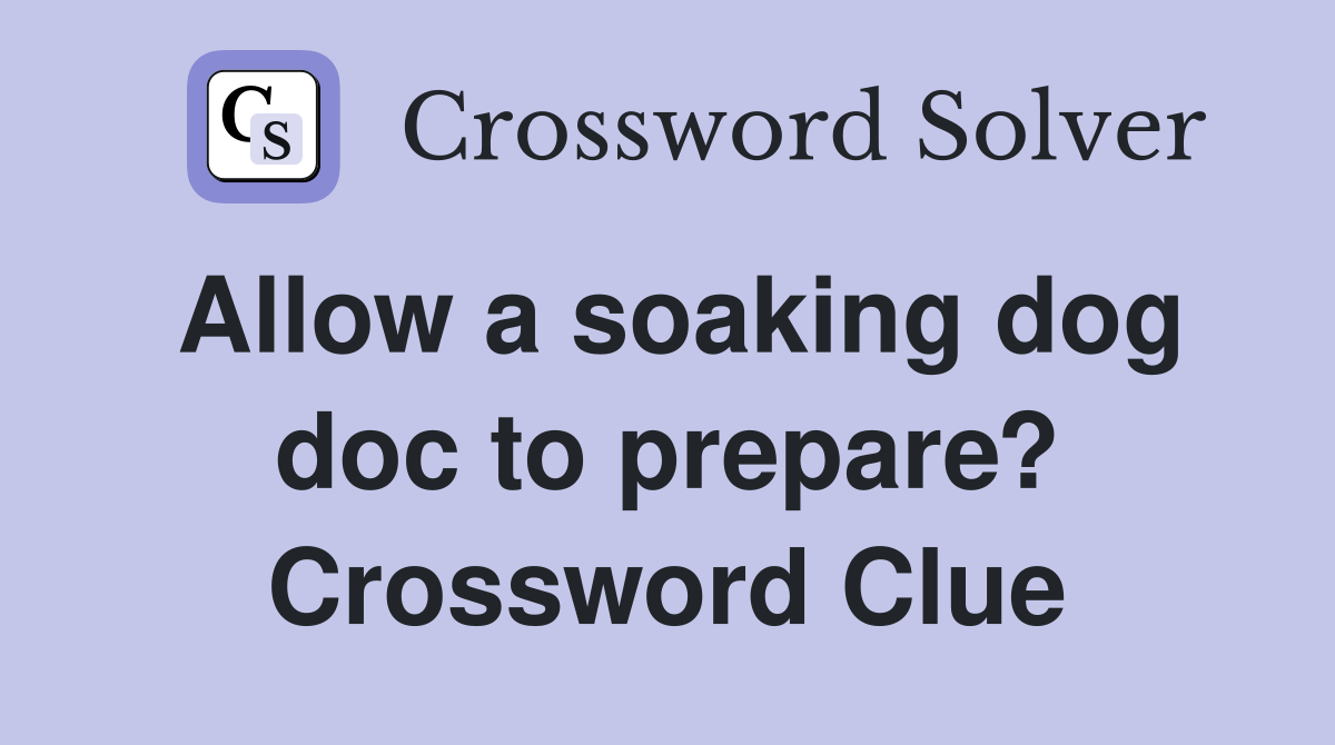 Allow a soaking dog doc to prepare? Crossword Clue