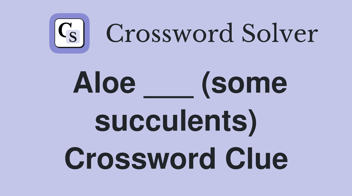 Aloe ___ (some succulents) Crossword Clue