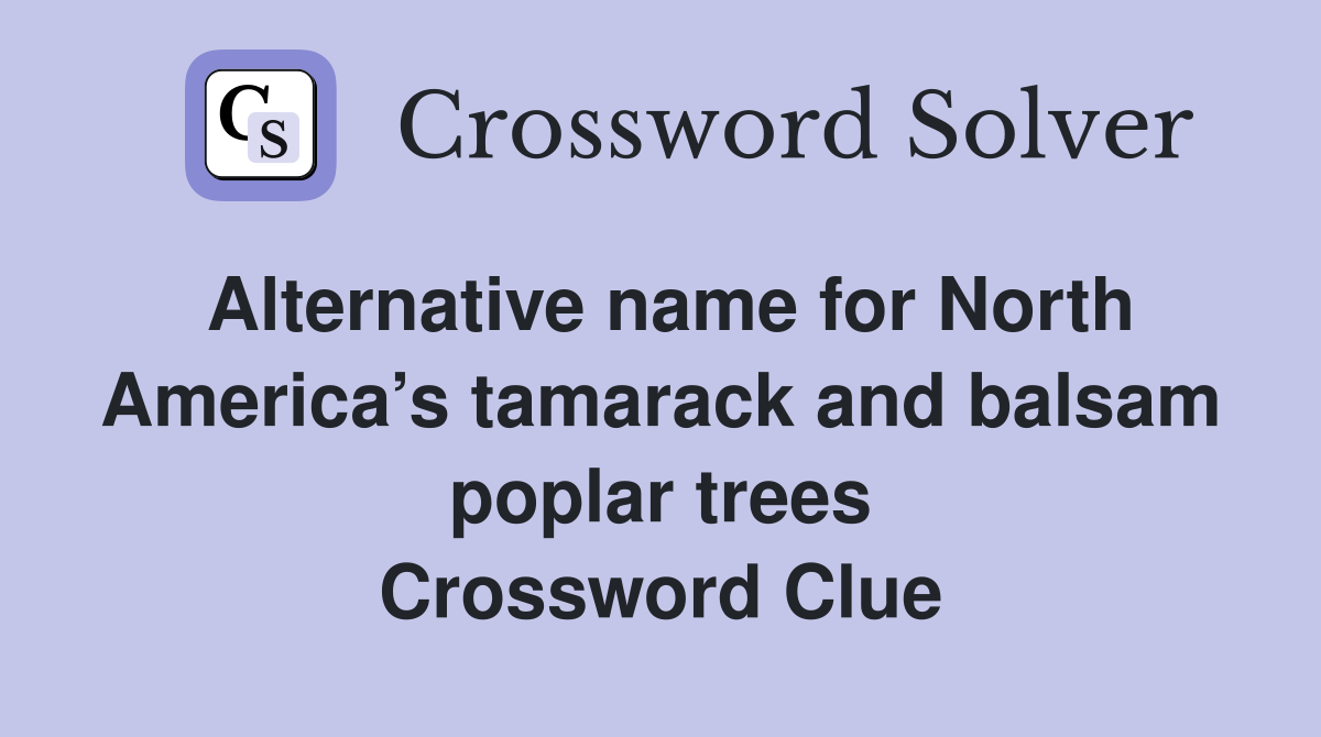 Alternative name for North America’s tamarack and balsam poplar trees Crossword Clue