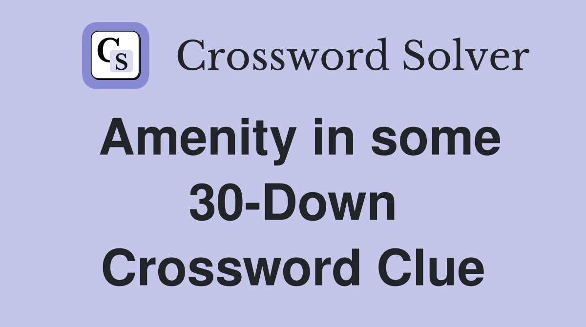 Amenity in some 30-Down Crossword Clue