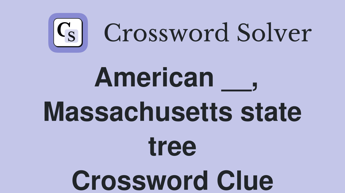 American __, Massachusetts state tree Crossword Clue