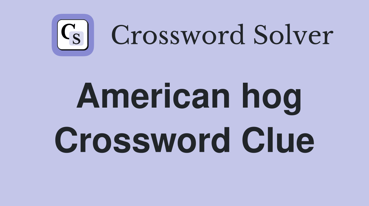American hog Crossword Clue