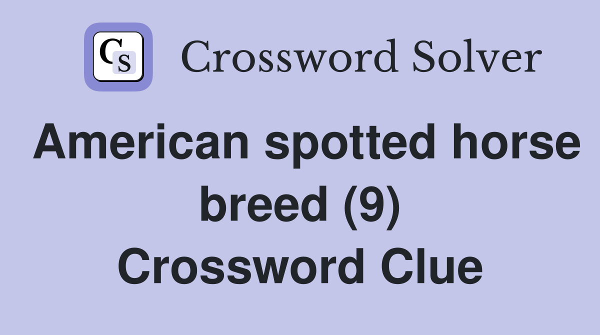 American spotted horse breed (9) Crossword Clue