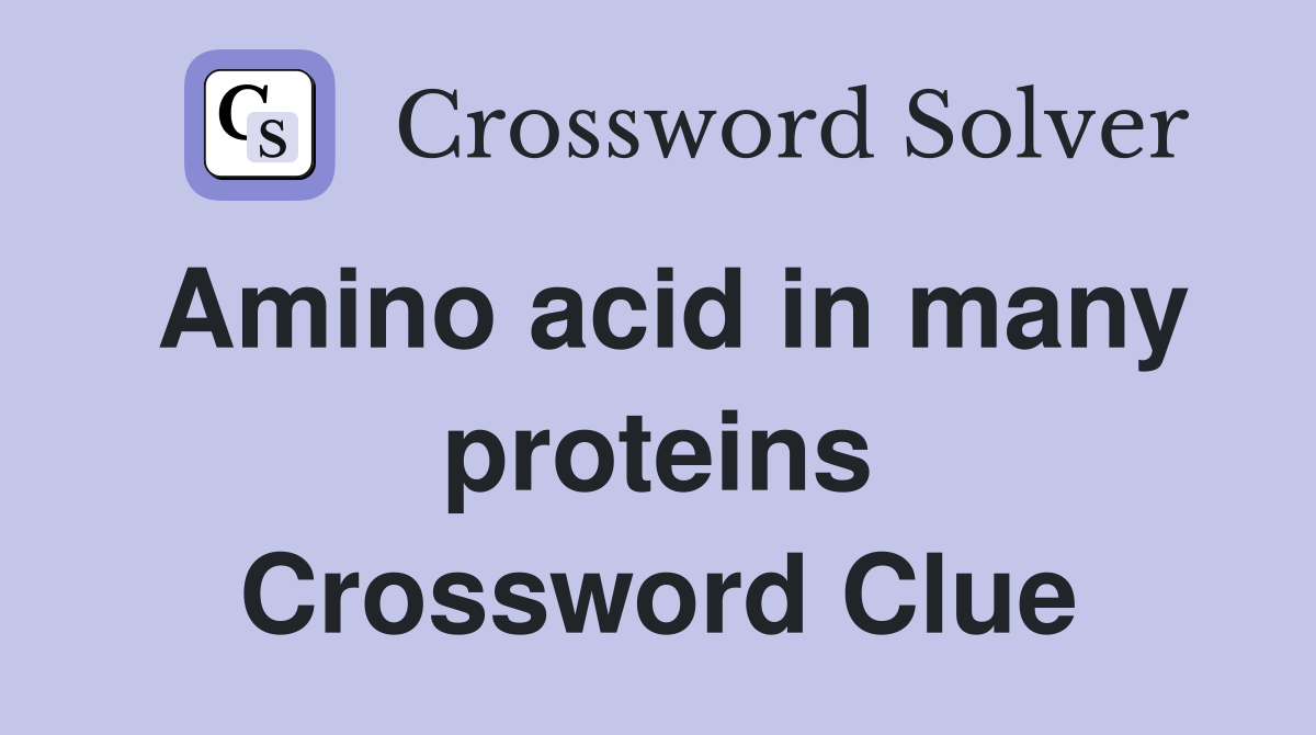 Amino acid in many proteins Crossword Clue