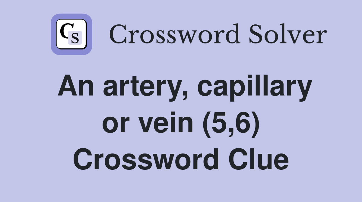 An artery, capillary or vein (5,6) Crossword Clue