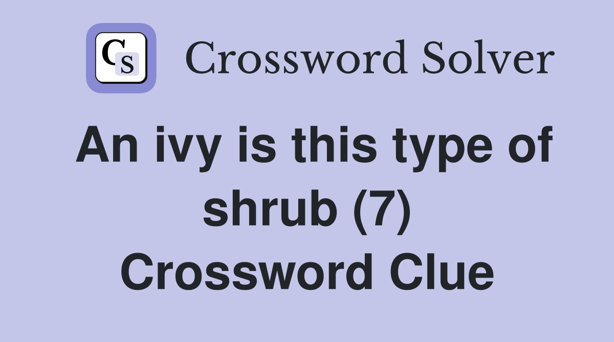 An ivy is this type of shrub (7) Crossword Clue