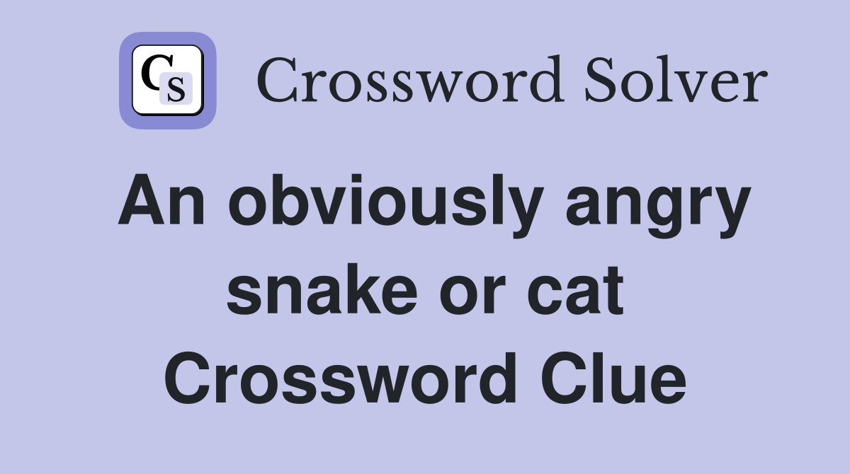 An obviously angry snake or cat Crossword Clue