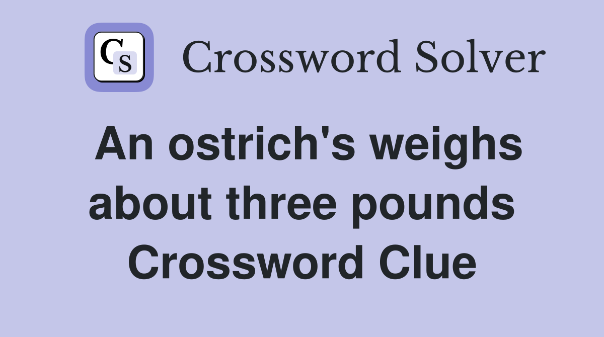 An ostrich's weighs about three pounds Crossword Clue