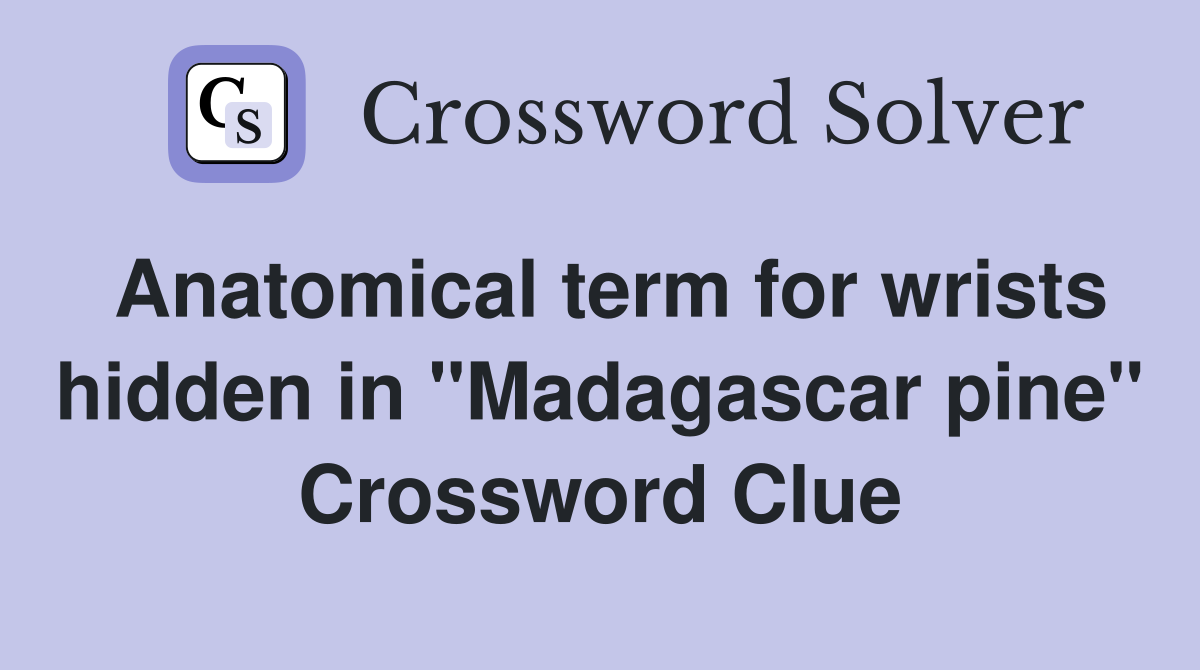 Anatomical term for wrists hidden in "Madagascar pine" Crossword Clue