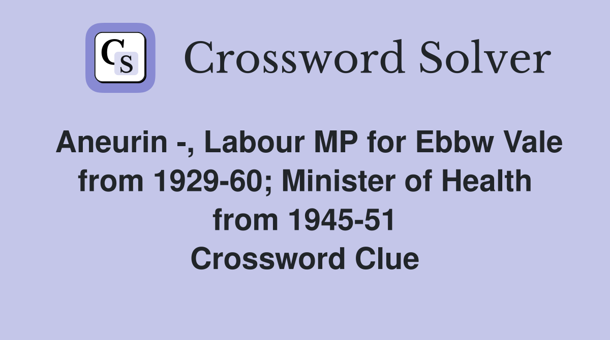Aneurin Labour MP for Ebbw Vale from 1929 60 Minister of Health
