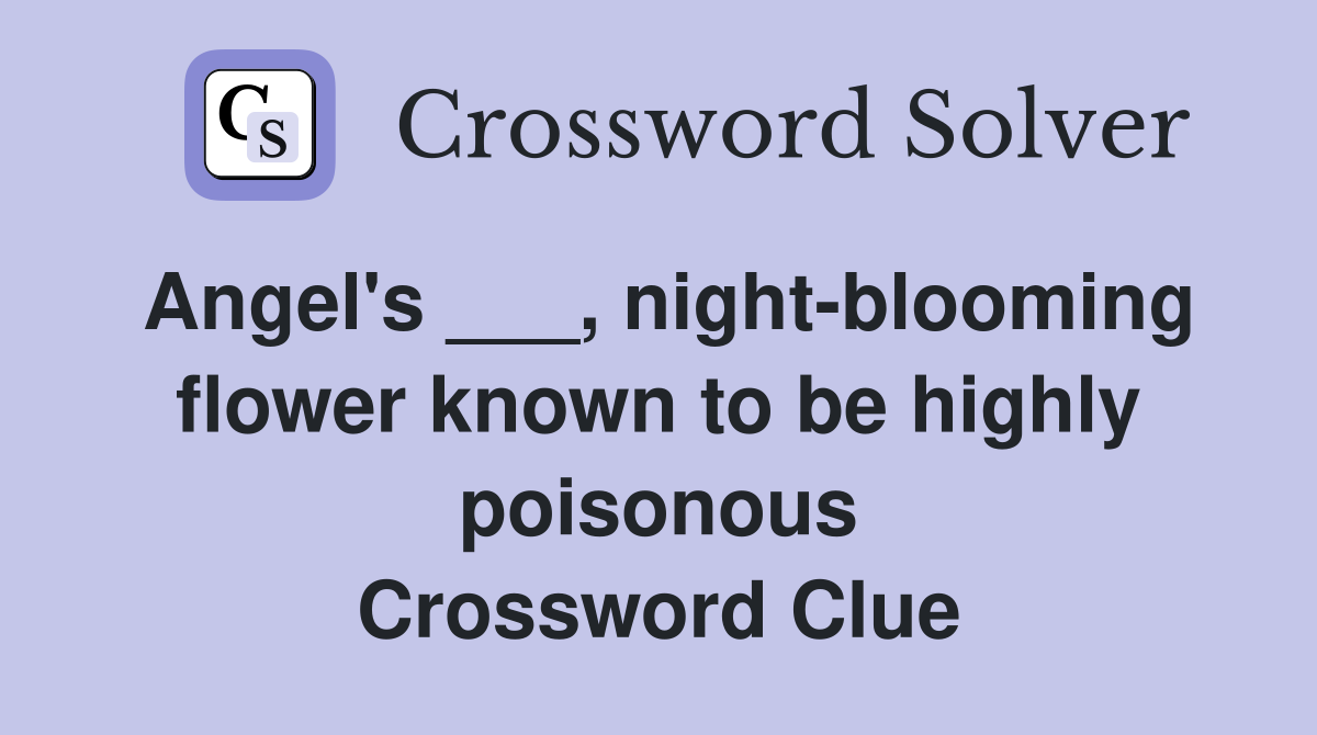 Angel's ___, night-blooming flower known to be highly poisonous Crossword Clue