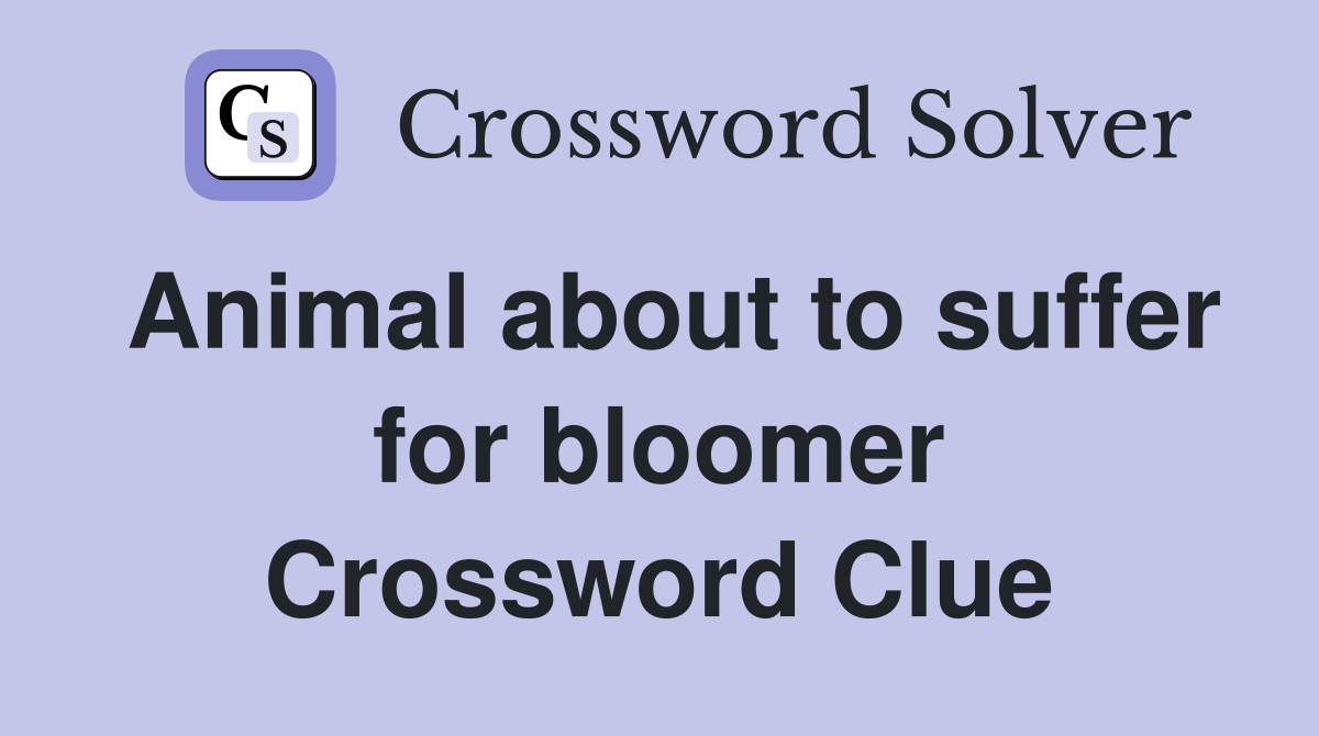 Animal about to suffer for bloomer Crossword Clue