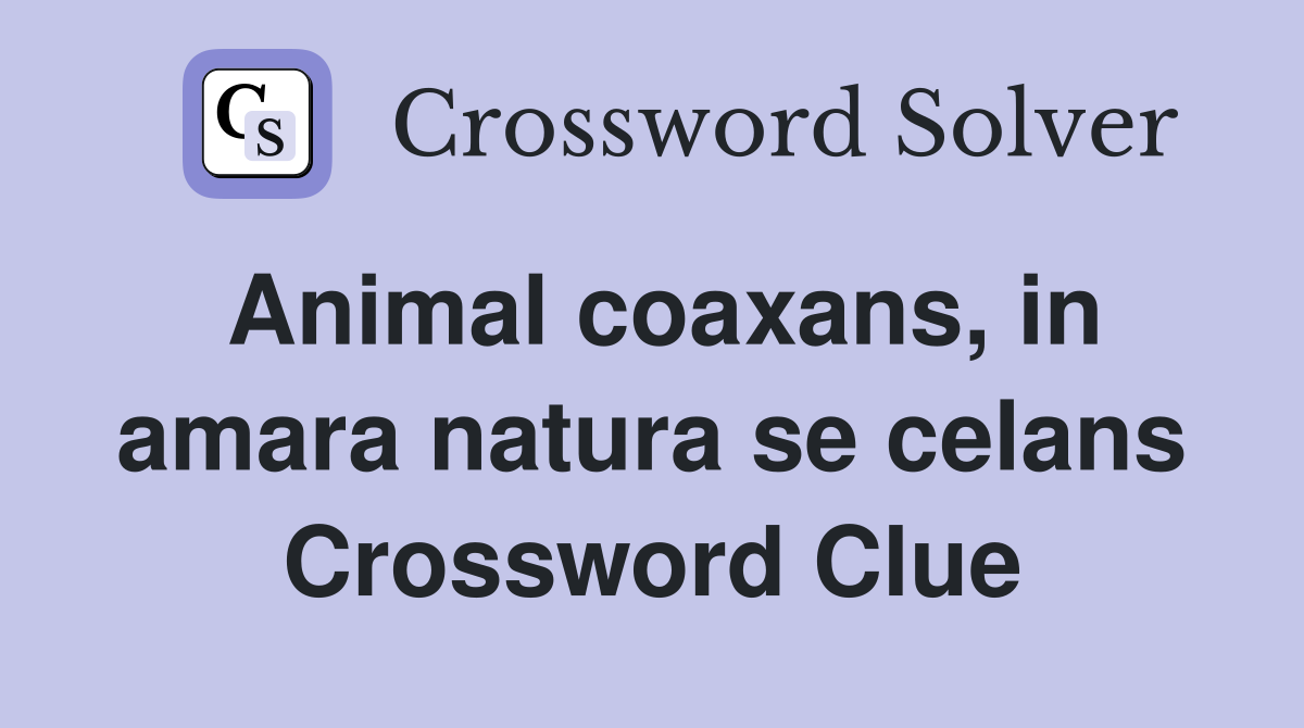Animal coaxans, in amara natura se celans Crossword Clue
