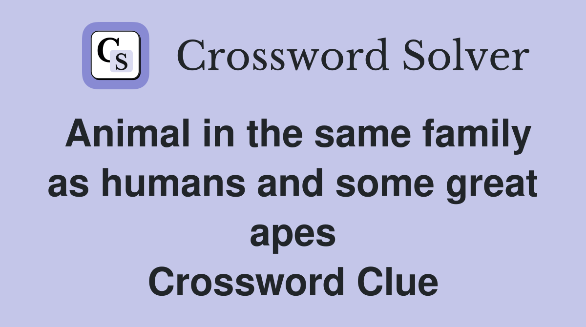 Animal in the same family as humans and some great apes Crossword Clue