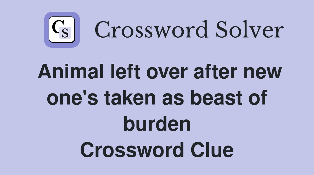 Animal left over after new one's taken as beast of burden Crossword Clue