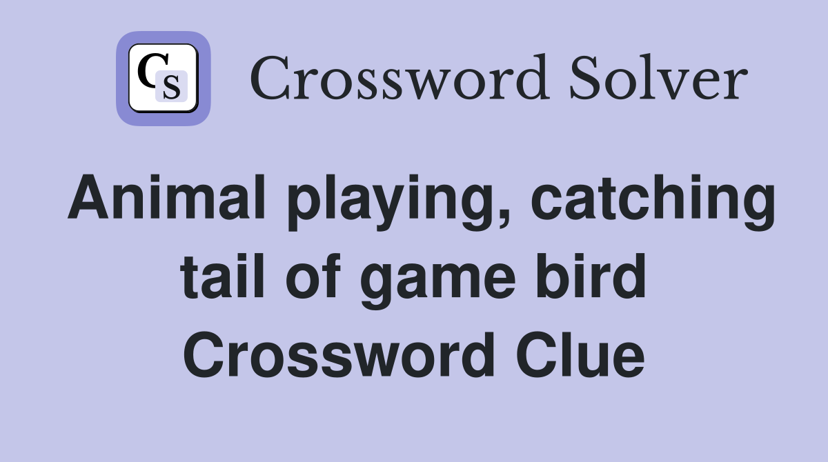 Animal playing, catching tail of game bird Crossword Clue