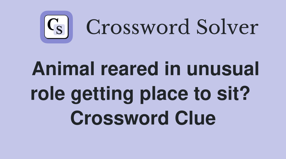 Animal reared in unusual role getting place to sit?  Crossword Clue