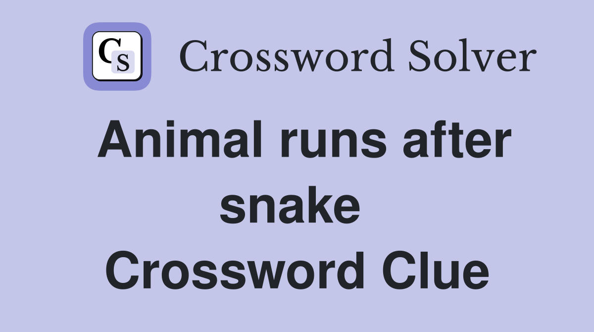 Animal runs after snake  Crossword Clue