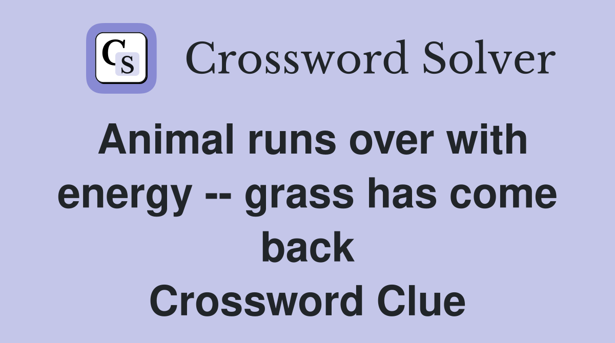 Animal runs over with energy -- grass has come back Crossword Clue