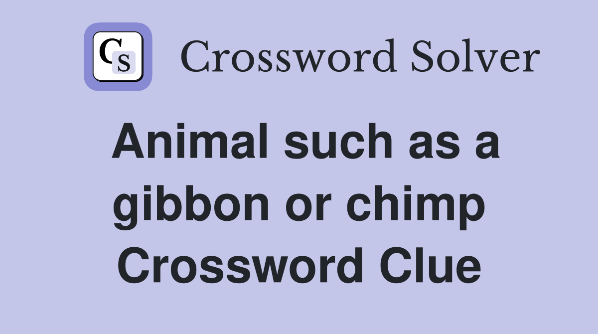 Animal such as a gibbon or chimp Crossword Clue