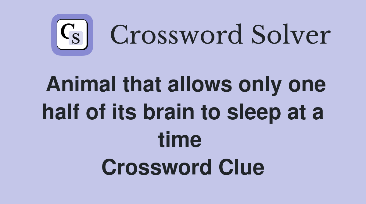 Animal that allows only one half of its brain to sleep at a time  Crossword Clue