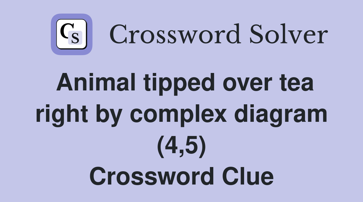 Animal tipped over tea right by complex diagram (4,5) Crossword Clue