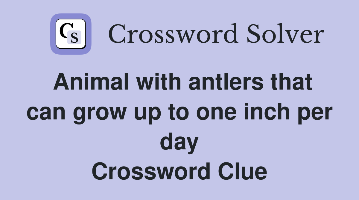 Animal with antlers that can grow up to one inch per day Crossword Clue