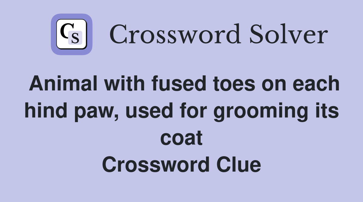 Animal with fused toes on each hind paw, used for grooming its coat Crossword Clue