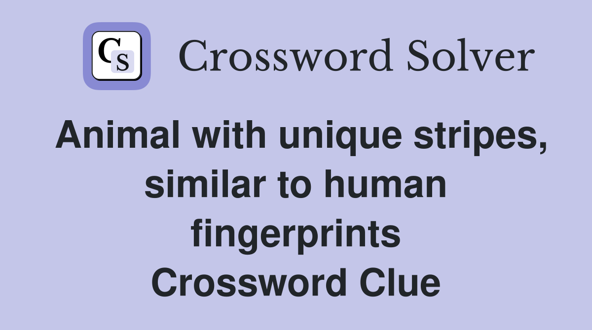 Animal with unique stripes, similar to human fingerprints Crossword Clue