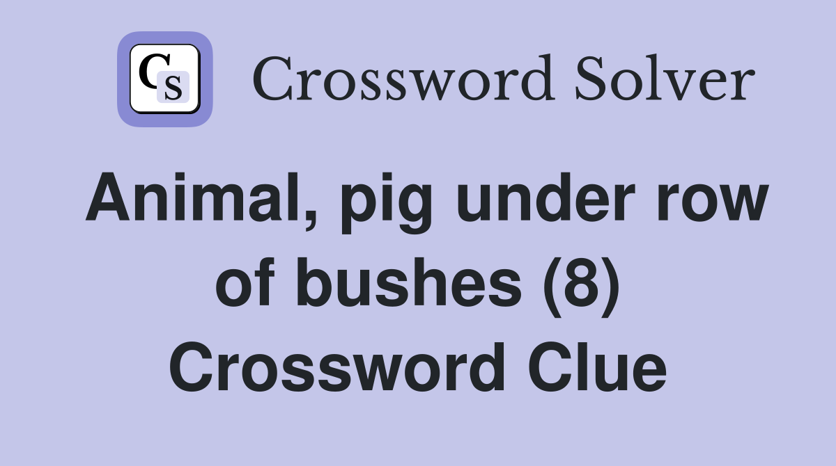 Animal, pig under row of bushes (8) Crossword Clue