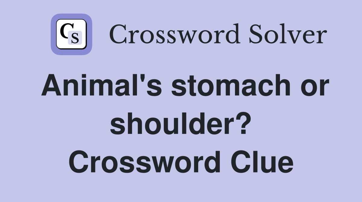 Animal's stomach or shoulder? Crossword Clue