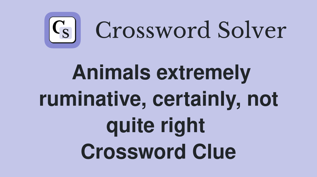 Animals extremely ruminative, certainly, not quite right  Crossword Clue