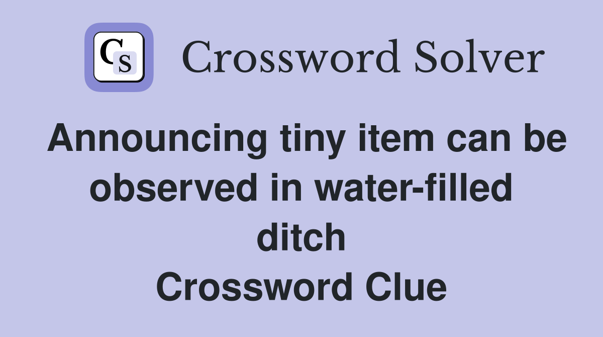 Announcing tiny item can be observed in water-filled ditch Crossword Clue