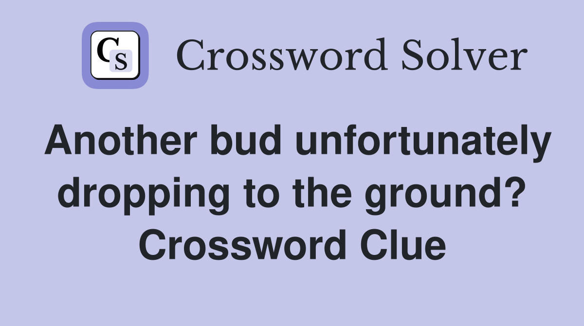 Another bud unfortunately dropping to the ground? Crossword Clue