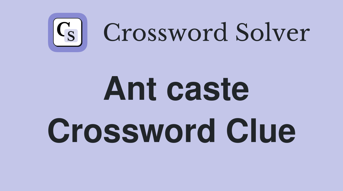 Ant caste Crossword Clue