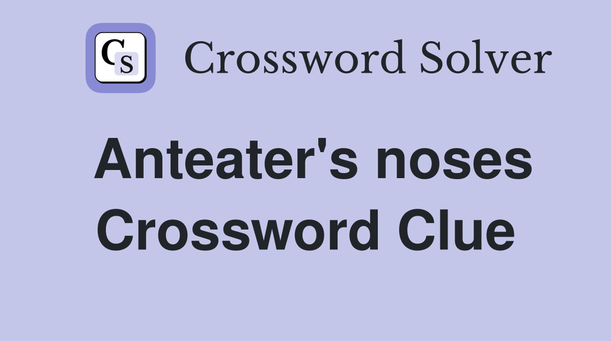Anteater's noses Crossword Clue