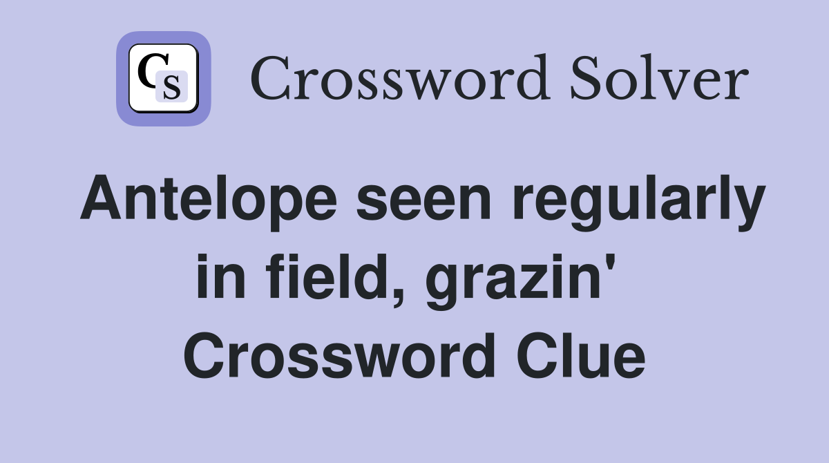 Antelope seen regularly in field, grazin'  Crossword Clue