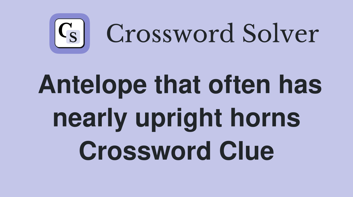 Antelope that often has nearly upright horns Crossword Clue