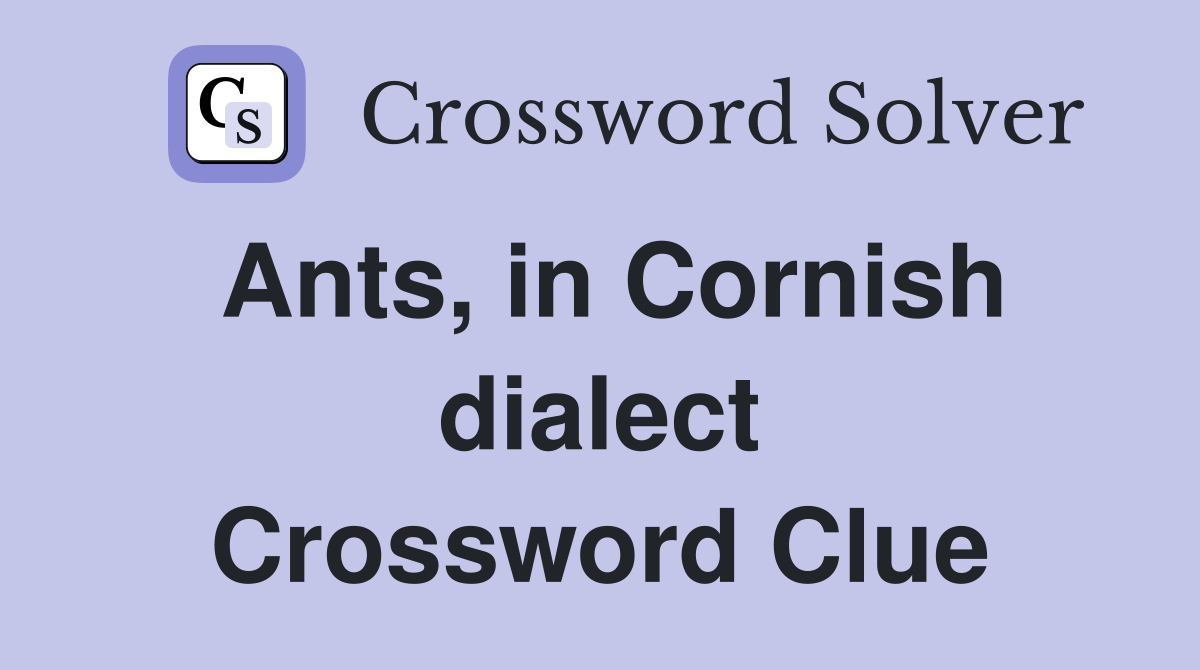 Ants, in Cornish dialect Crossword Clue
