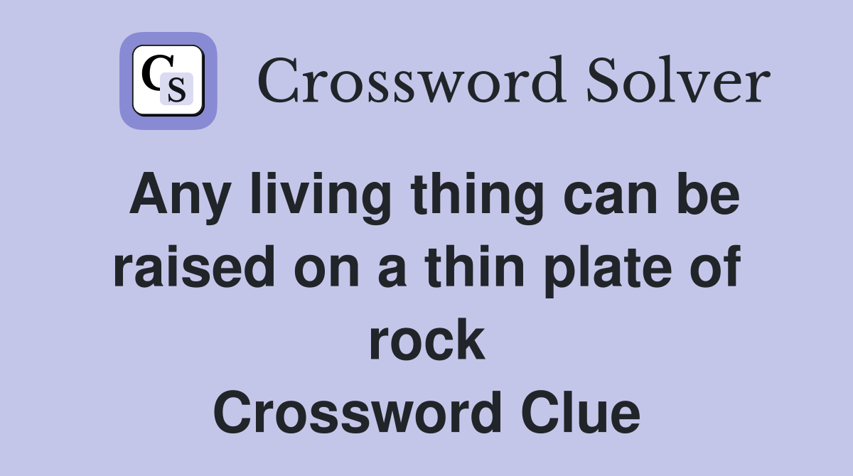 Any living thing can be raised on a thin plate of rock Crossword Clue