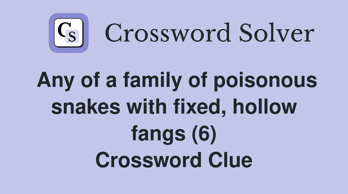 Any of a family of poisonous snakes with fixed, hollow fangs (6) Crossword Clue