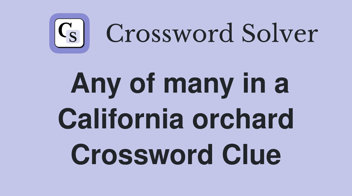 Any of many in a California orchard Crossword Clue